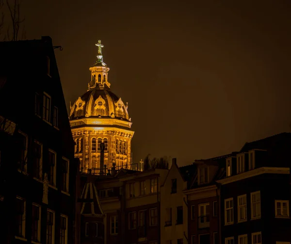 Katedral Natten Amsterdam — Stockfoto