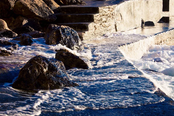 Waves Washing Walls Dubrovnik — Stock Photo, Image