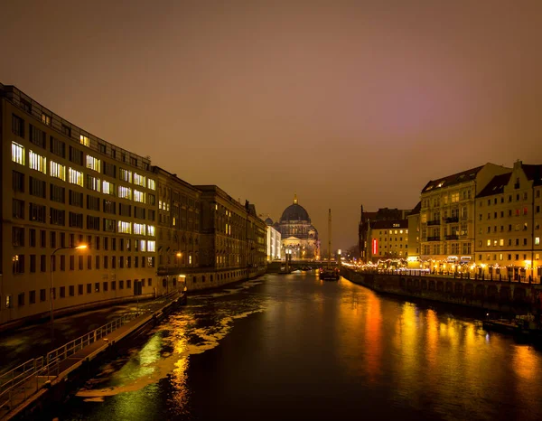 Paseo Marítimo Por Noche Berlín — Foto de Stock