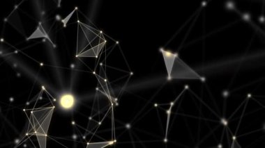 Şık arka mühendislik, teknoloji ve bilim hareket plan. Pleksus tarzı dinamik duvar kağıdı. Çokgenler, çizgiler ve noktalar organik hareket. Bilgisayar görüntüleri oluşturulur. Alan ayarları derinliği