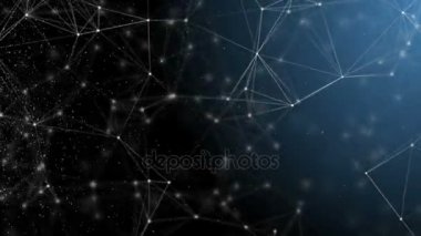 Şık arka mühendislik, teknoloji ve bilim hareket plan. Pleksus tarzı dinamik duvar kağıdı. Çokgenler, çizgiler ve noktalar organik hareket. Bilgisayar görüntüleri oluşturulur. Alan ayarları derinliği