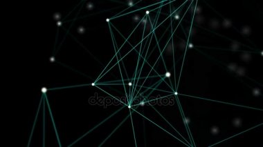 Şık arka mühendislik, teknoloji ve bilim hareket plan. Pleksus tarzı dinamik duvar kağıdı. Çokgenler, çizgiler ve noktalar organik hareket. Bilgisayar görüntüleri oluşturulur. Alan ayarları derinliği