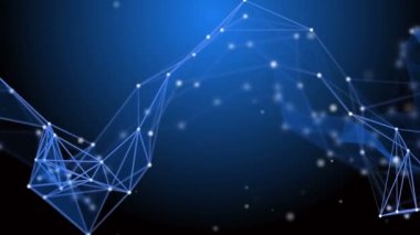 Şık arka mühendislik, teknoloji ve bilim hareket plan. Pleksus tarzı dinamik duvar kağıdı. Çokgenler, çizgiler ve noktalar organik hareket. Bilgisayar görüntüleri oluşturulur. Alan ayarları derinliği