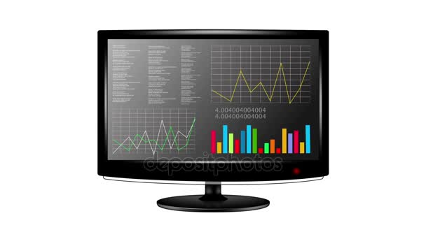 Gráficos Dinâmicos Negócios Tecnologia Análise Vivo Tela Led Isolado Branco — Vídeo de Stock