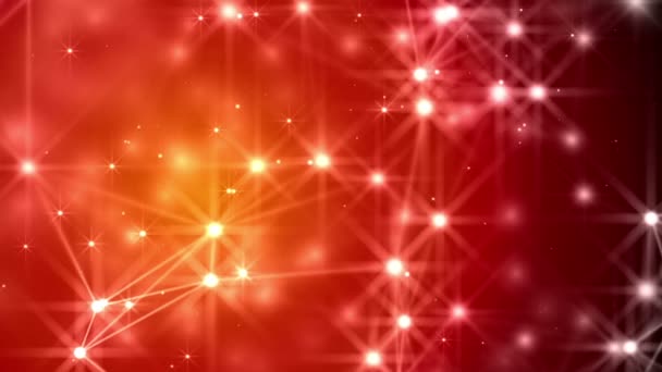 Abstract Lines Dots Stars Evolving Christmas Red Background — Stock Video