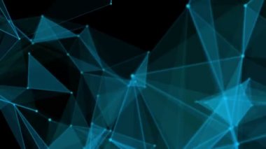 Şık arka mühendislik, teknoloji ve bilim hareket plan. Pleksus tarzı dinamik duvar kağıdı. Çokgenler, çizgiler ve noktalar organik hareket. Bilgisayar görüntüleri oluşturulur. Alan ayarları derinliği