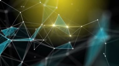 Şık arka mühendislik, teknoloji ve bilim hareket plan. Pleksus tarzı dinamik duvar kağıdı. Çokgenler, çizgiler ve noktalar organik hareket. Bilgisayar görüntüleri oluşturulur. Alan ayarları derinliği