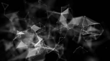 Şık arka mühendislik, teknoloji ve bilim hareket plan. Pleksus tarzı dinamik duvar kağıdı. Çokgenler, çizgiler ve noktalar organik hareket. Bilgisayar görüntüleri oluşturulur. Alan ayarları derinliği