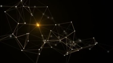 Şık arka mühendislik, teknoloji ve bilim hareket plan. Pleksus tarzı dinamik duvar kağıdı. Çokgenler, çizgiler ve noktalar organik hareket. Bilgisayar görüntüleri oluşturulur. Alan ayarları derinliği