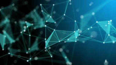 Şık arka mühendislik, teknoloji ve bilim hareket plan. Pleksus tarzı dinamik duvar kağıdı. Çokgenler, çizgiler ve noktalar organik hareket. Bilgisayar görüntüleri oluşturulur. Alan ayarları derinliği