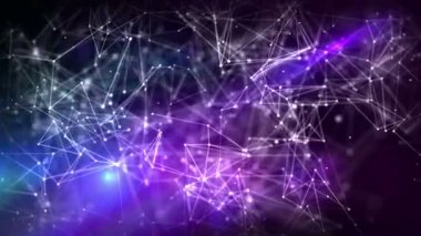 Şık arka mühendislik, teknoloji ve bilim hareket plan. Pleksus tarzı dinamik duvar kağıdı. Çokgenler, çizgiler ve noktalar organik hareket. Bilgisayar görüntüleri oluşturulur. Alan ayarları derinliği