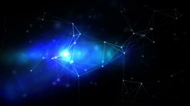 Şık arka mühendislik, teknoloji ve bilim hareket plan. Pleksus tarzı dinamik duvar kağıdı. Çokgenler, çizgiler ve noktalar organik hareket. Bilgisayar görüntüleri oluşturulur. Alan ayarları derinliği