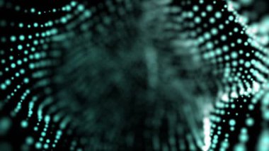 Toz parçacıkları güzel organik yavaş hareket alanı ayarları sığ derinliği ile yüzer. Makro bak. Mavi soyut bilim, teknoloji ve mühendislik arka plan. 3D render