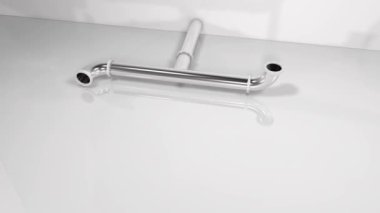 Borular yapısını oluşturan animasyonlu 3d parlak beyaz borular. Genel Sanayi, teknoloji ve mühendislik hareketli arka plan. 3D render