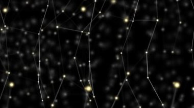 Güzel organik hareket pleksus parçacıklar. Fantezi soyut teknoloji ve hareketli arka plan mühendislik. Alan ayarları derinliği. 3D render.