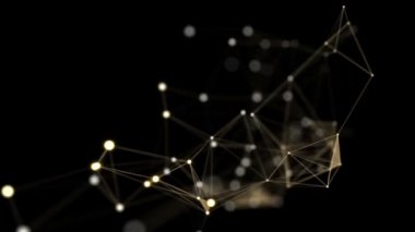 Şık arka mühendislik, teknoloji ve bilim hareket plan. Pleksus tarzı dinamik duvar kağıdı. Çokgenler, çizgiler ve noktalar organik hareket. Bilgisayar görüntüleri oluşturulur. Alan ayarları derinliği