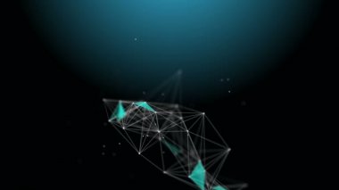 Şık arka mühendislik, teknoloji ve bilim hareket plan. Pleksus tarzı dinamik duvar kağıdı. Çokgenler, çizgiler ve noktalar organik hareket. Bilgisayar görüntüleri oluşturulur. Alan ayarları derinliği