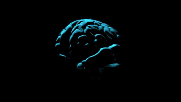 Seamless Loop Human Brain Revolving Black Background Illuminated Abstract Futuristic — Stock Video