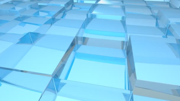 Cubes Transparents Verre Bleu Déplaçant Aléatoirement Dans Espace Boucle Sans — Video