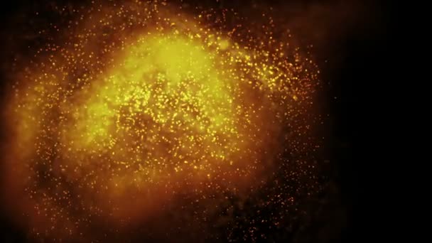 典雅幻想抽象技术 科学和工程学运动背景与金黄微粒在有机运动 闪烁的光 字段设置的深度 — 图库视频影像
