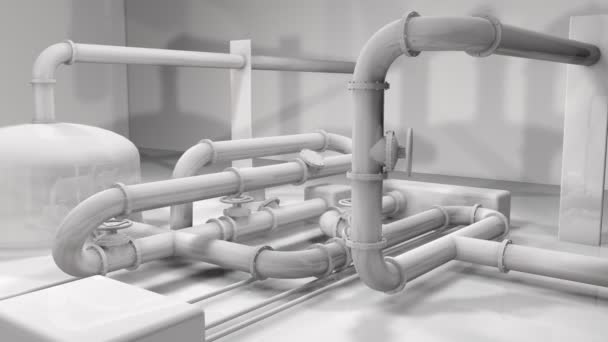 Анимационные Глянцевые Белые Трубы Структуры Гениальная Промышленность Технологии Инженерное Движение — стоковое видео