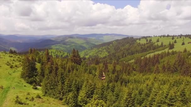 Letecký Pohled Záběry Drone Přelet Jaře Hory Kopce Louky Borovice — Stock video