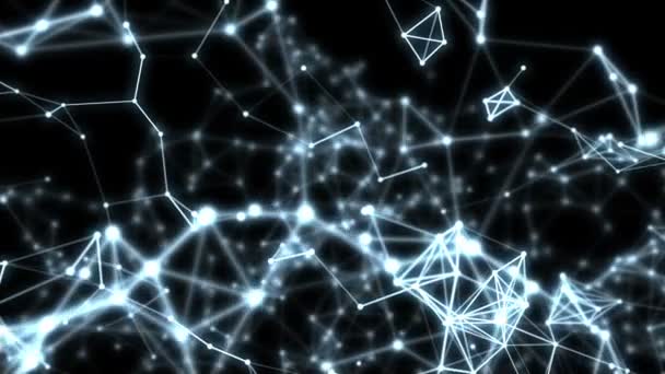 Technique abstraite élégante, technologie et fond de mouvement de la science. Papier peint dynamique de style plexus. Polygones, lignes et points en mouvement organique. Des images générées par ordinateur. Profondeur des paramètres de champ 