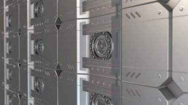 Soyut endüstriyel çelik dişli mekanizması. Fantezi teknoloji ve mühendislik arka plan. Alan ayarları derinliği. 3D render.
