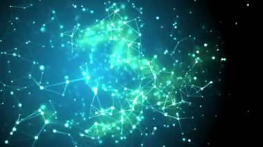 Pleksus hayali soyut teknoloji ve mühendislik arka plan kozmik canlı renkler ve özgün organik hareket ile. Alan ayarları derinliği. 3D render.