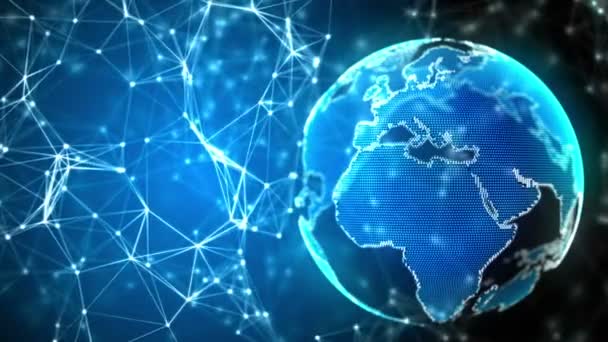 Animated Lines Nodes Plexus Structure Being Pushed Inflating Blue Earth Video By C Adigrosu Stock Footage