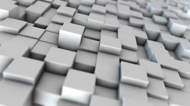 Abstract Dynamic White Cube Blocks Wall Random Motion Realistic Plastic — Stock Video