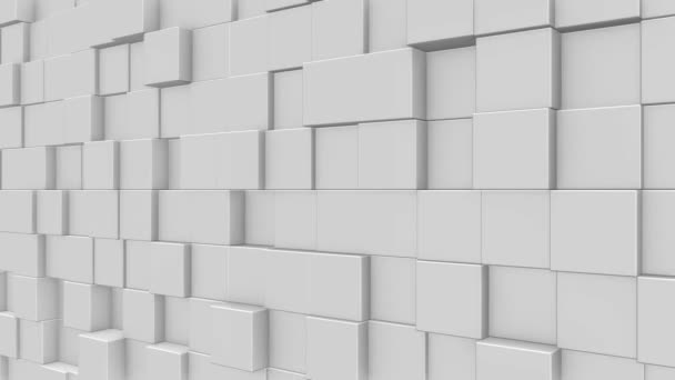 Abstracte Dynamische Witte Kubus Blokken Muur Met Willekeurige Beweging Realistische — Stockvideo
