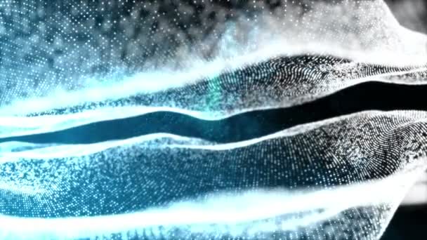 Blauw Abstract Bolvormige Structuur Gevormd Door Verlichte Deeltjes Biologische Beweging — Stockvideo