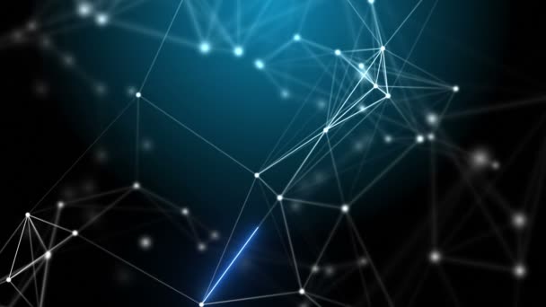 Technique abstraite élégante, technologie et fond de mouvement de la science. Papier peint dynamique de style plexus. Polygones, lignes et points en mouvement organique. Des images générées par ordinateur. Profondeur des paramètres de champ 