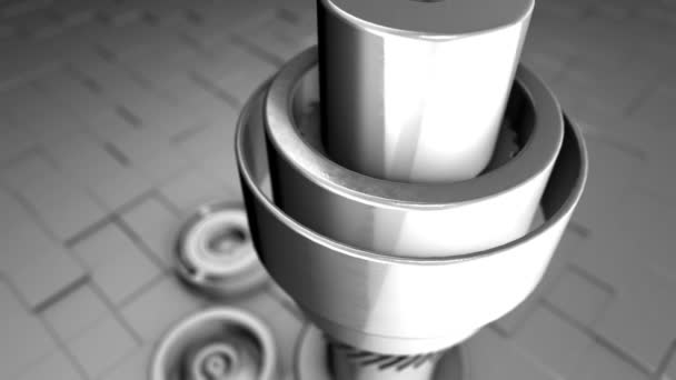 工业用钢齿轮机构 幻想技术和工程背景 字段设置的深度 — 图库视频影像