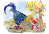 Картина, постер, плакат, фотообои "the rooster gathers mushrooms in the forest", артикул 130551872
