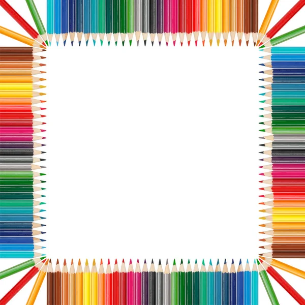 Colorful pencils frame in square shape arrangement — Stock Photo, Image