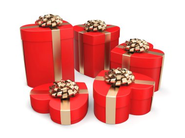 3D Render kırmızı kutuları kalp 