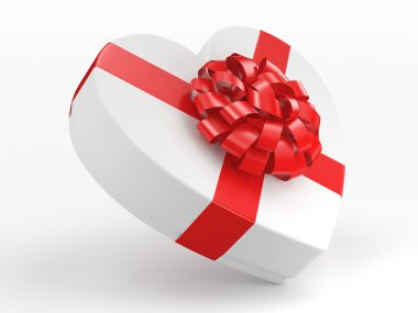 3D render beyaz kutu kalp