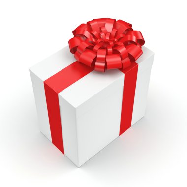 3D render beyaz hediye kutusu