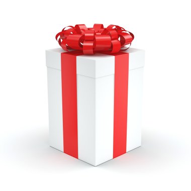 3D render beyaz hediye kutusu