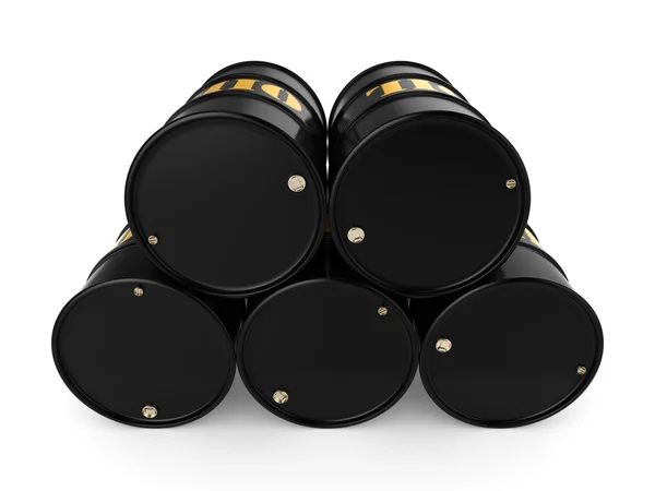 Renderização 3D Barris de óleo preto — Fotografia de Stock