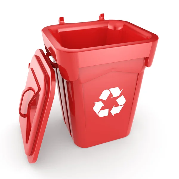 Renderowania 3D Bin recyklingu czerwony — Zdjęcie stockowe