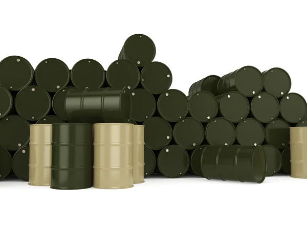 3D rendering khaki barrels — Stock Photo, Image