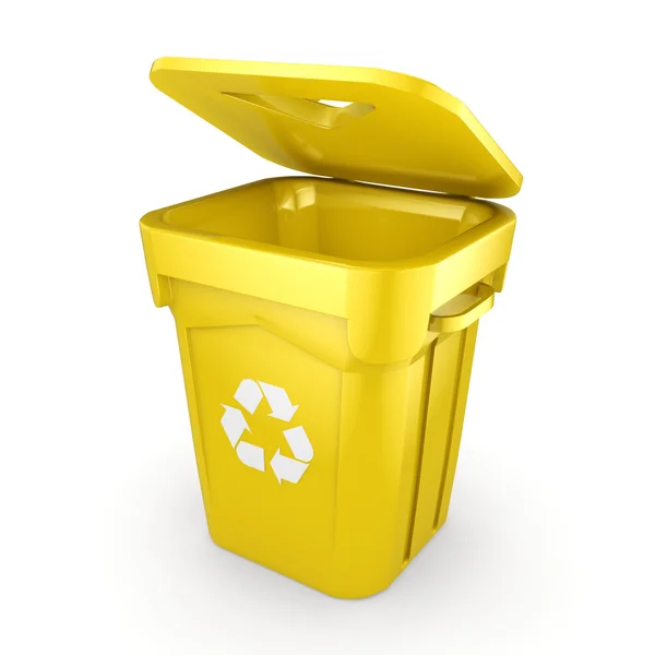 3D rendering κίτρινο κάδο ανακύκλωσης — Φωτογραφία Αρχείου
