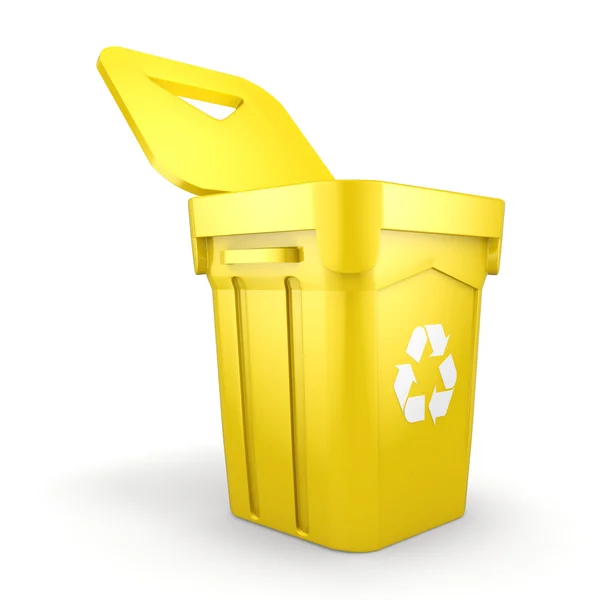 3D рендеринг Yellow Recycling Bin — стоковое фото