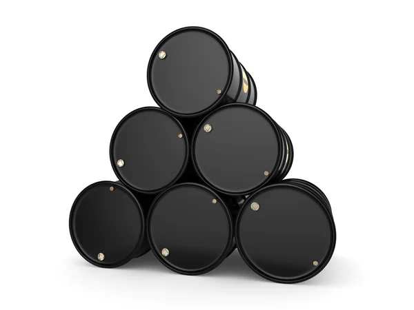 Renderização 3D Barris de óleo preto — Fotografia de Stock