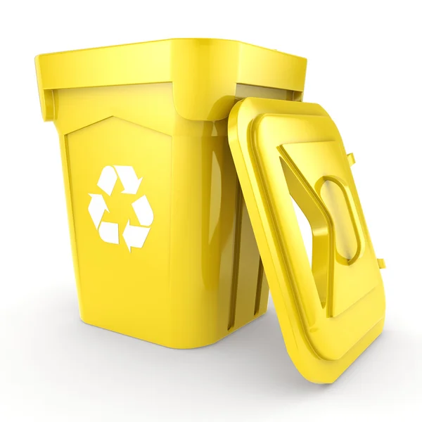 3D Render gele Recycling Bin — Stockfoto