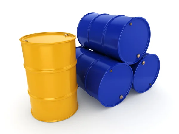 Representación 3D barriles azules y amarillos —  Fotos de Stock