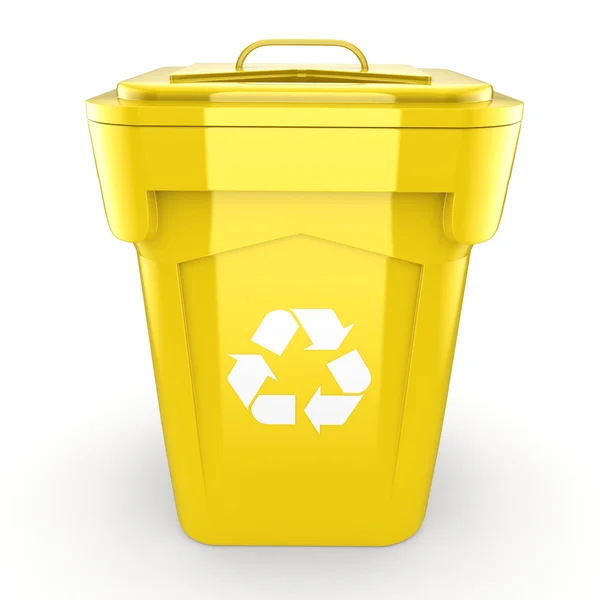 3D Render gele Recycling Bin — Stockfoto